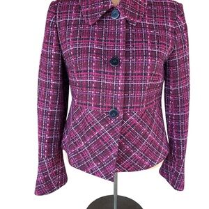 David Brooks Vibrant Pink and Black tweed Blazer